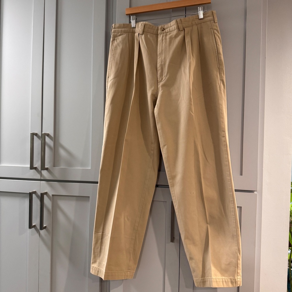 Polo Ralph Lauren Andrew Pant Tan Khaki Double Pleat Chino 100% Cotton 36x30